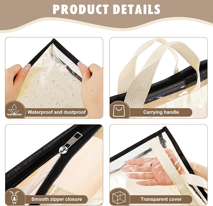 9 Pack Dust Bags for Handbags, Clear Handbag Storage Organizer, Purse Protector Storage Bag, Transparent Purse Organizer for 