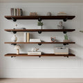 Industrial Pipe Wall Wood Shelves,Real Wooden Shelves 60" in Walnut Color with 11.8" Extra Width, Modern Floating Shevles Boo