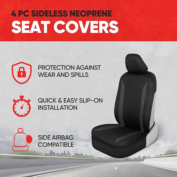 Motor Trend (2) Car Seat Covers for Front Seats with (2) Trimmable Car Floor Mats – Universal Fit Auto Accessories for Cars, 