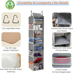 Large-Sized Hanging Shoe Organizer 8-Shelf, Hanging Closet Organizer with 8 Side Pockets, Wider Hanging Shelves for Storage S