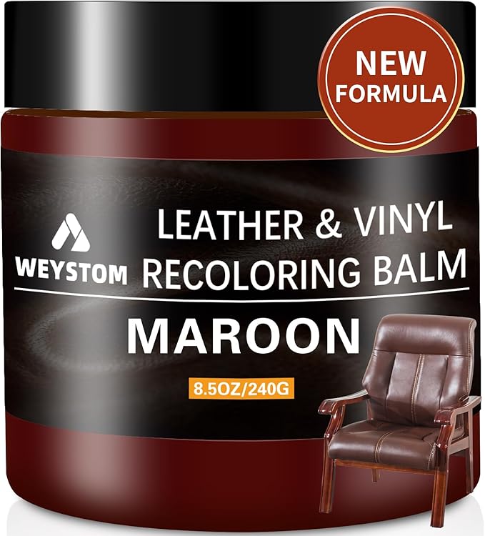 Leather Recoloring Balm - Maroon Leather Repair Kit for Furniture, Dye, Recolor, Renew, Repair & Restore Aged, Faded, Cracked