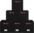 FinishingBo 6-Pack Storage Cubes with Handles & Label Holders Basket, Closet Cube Home Organizer Bins(Black, 13 x 13 x 13 inc
