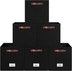 FinishingBo 6-Pack Storage Cubes with Handles & Label Holders Basket, Closet Cube Home Organizer Bins(Black, 13 x 13 x 13 inc