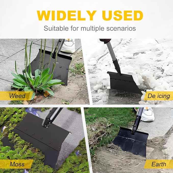 Snow Shovel for Driveway Ice Scraper, Heavy Duty Ice Chopper 53" Multifunctional Cleaning Shovel Ice Removal Tool, Wider Garden Flat Floor Scraper for Sidewalk Lawn Garden Farm Yard (2)