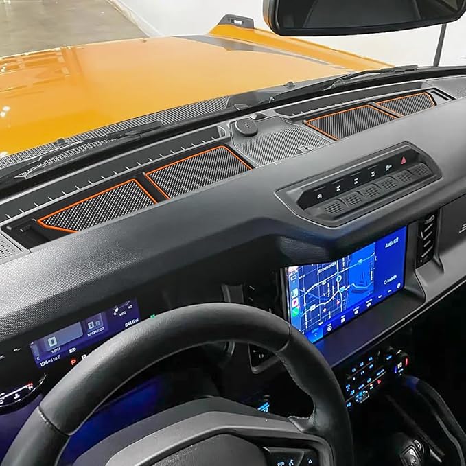 Auovo Dash Cover Tray Fit for Ford Bronco Accessories 2026 2025 2021 2022 2023 2024 Anti-Slip Silicone Dashboard Compartments
