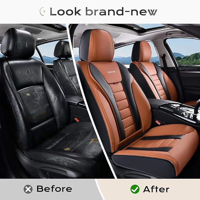 Coverado Car Seat Covers, Front Covers for Cars, Car Seat Cover Front Seats, Automotive Seat Cover, Waterproof, Leather Car S
