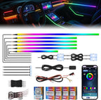 2026 Upgraded Dreamcolor Acrylic Interior Car LED Strip Light with Self-Developed App Dreamcolor RGB 14 in 1 | Dual Zone Control | Super Brighter Strips | Music Sync Ambient Lighting Car Interior