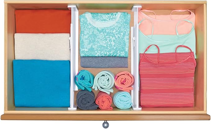 mDesign Expandable Dresser Drawer Divider with Foam Ends, Drawer Divider Locks in Place, Separators for Clothing and Accessor