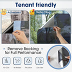 Coavas One Way Privacy Window Film, Heat Control Window Tint for Home, Sun Blocking Reflective Window Film See Out Not in, Anti UV Static Cling for Windows Office Door (Black, 29.5 Inch X 6.5 Feet)