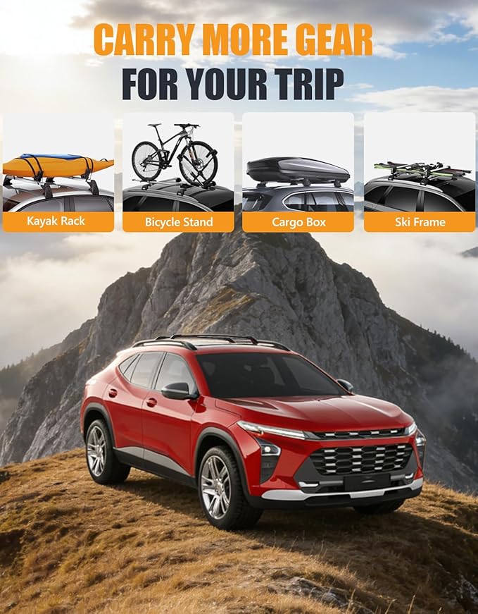 KINGGERI 300lbs Cross Bars Roof Racks Compatible with Chevrolet Chevy Trax 2023-2026 2RS ACTIV LT, Heavy Duty Aluminum Roof Rails Crossbars Luggage Cargo Carrier Rooftop Car SUV Black Accessories