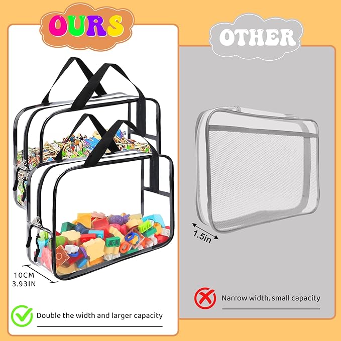 8 Packs Large Toy Storage Bags, Reusable Clear PVC Board Game Storage, Toy Storage Organizer Bags with Zipper for Building Bl