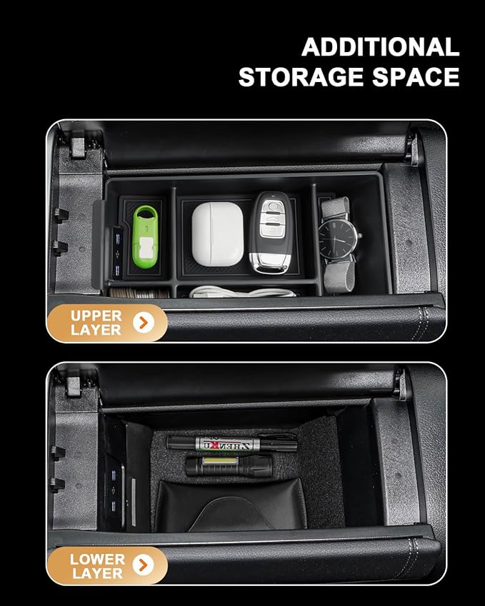 ECOZEN Center Console Organizer For 2022-2026 Mercedes C Class C 300/AMG C 43/C 63 - Armrest Box Storage Tray Compatible with 2022-2026 Mercedes C 300/ AMG C 43 C63 Accessories Armrest Organizer ABS