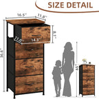 Somdot Dresser for Bedroom with 4 Drawers, Storage Organizer Chest of Drawers with Removable Fabric Bins for Closet Bedside L