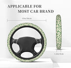Vintage Groovy Flowers Steering Wheel Cover Cute Universal 15 Inch Car Accessories Protector for Women Fit Auto SUV Sedan Van