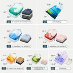7 Set Compression Packing Cubes for Travel - Compressible/Expandable Luggage Organizer Bags Set, Double Zipper Packing Organi