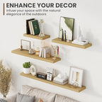 55 Inch Floating Shelves, 8 Inch Deep Floating Shelves for Wall, Hanging Shelf with Invisible Brackets, Deep Shelves for Bath