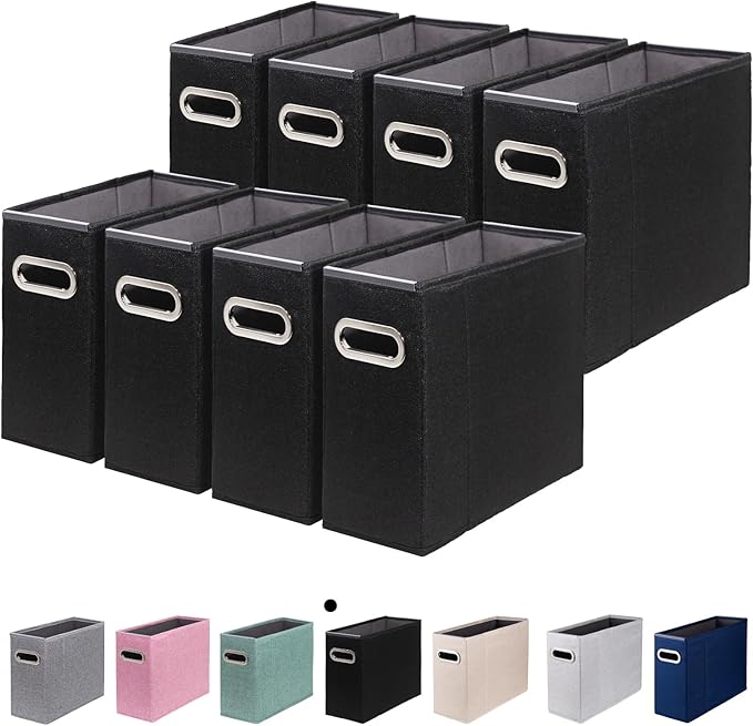 8 Packs Letter Size File Organizer, File Folders Organizer, Fabric Storage Box, Collapsible Paper Organizer with Metal Handle