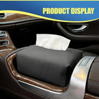 Car Tissue Holder, Leather Auto Headrest Hanging Napkin Box with Magnet-Attracting Adhesive Strip, Universal Vehicle Interior Paper Storage Organizer for Sun Visor, Center Console (Gray)