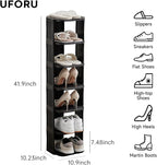 Small Shoe Rack, 7 Tier Plastic Vertical Shoe Rack for Small and Narrow Spaces, Free Standing Shoe Organizer for Closet, Entr