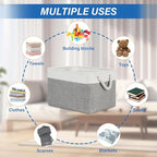 Temary Storage Baskets 4Pack Fabric Storage Bins Clothes Baskets with Rope Handle, Decorative Basket for Gift, Blankets (Whit