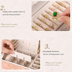 TOFUNTOY Jewelry Organizer Box, Large Jewelry Boxes for Women, 3-Layer Jewelry Holder Organizer for Necklace Earrings Rings B