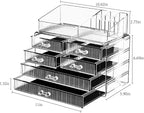 ZHIAI Stackable Storage Drawers, Acrylic Bathroom Counter Organizer Clear Makeup Organizers for Vanity, Kitchen Cabinets, Bat