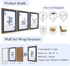 Western Wall Art Set of 3, Blue Cowboy Wall Decor Trendy Southwestern Playing Card Longhorn Bull Skull Poster Canvas Aestheti