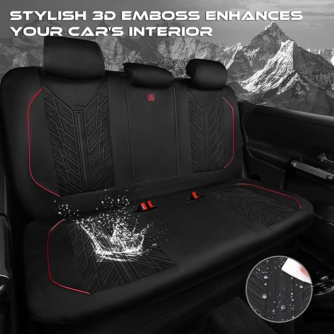 CAR PASS Waterproof Split Bench Seat Covers,Neoprene Rear Seat Covers,All-Weather Non-Slip Durable, Universal Fit for SUVs Se
