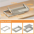 Under Sink Organizer, Single Tier Metal Pull Out Sliding Drawer Shelf for Kitchen Bathroom Cabinet Storage, Sturdy Rack – Gra