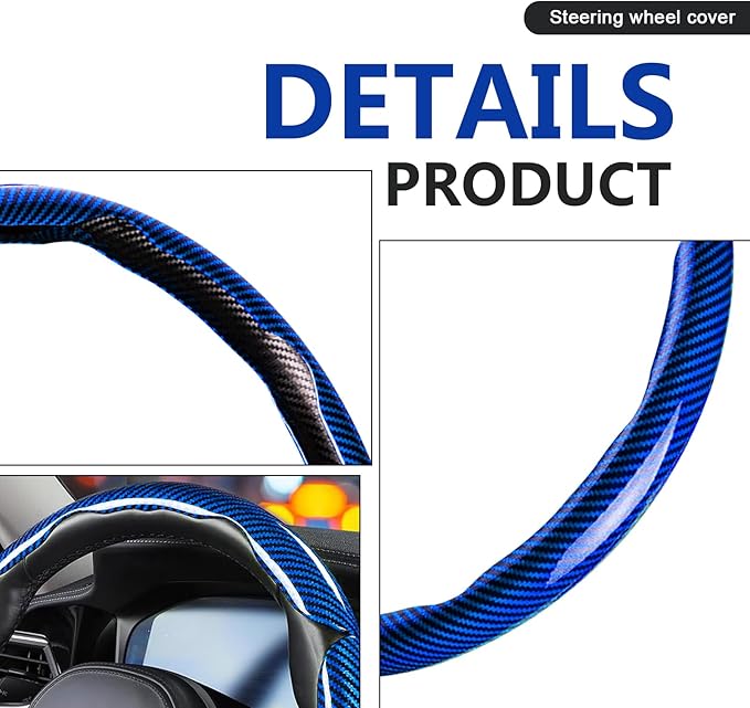 3pcs Universal Carbon Fiber Steering Wheel Cover - Anti-Slip & Segmented Design, Universal 99% Durable Steering Wheel Protect