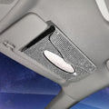 Bling Car Sun Visor Tissue Box Holder Pure Hand-Made Sparkling Crystal Auto Napkin Holder PU Leather Backseat Tissue Case for Women (Silver)