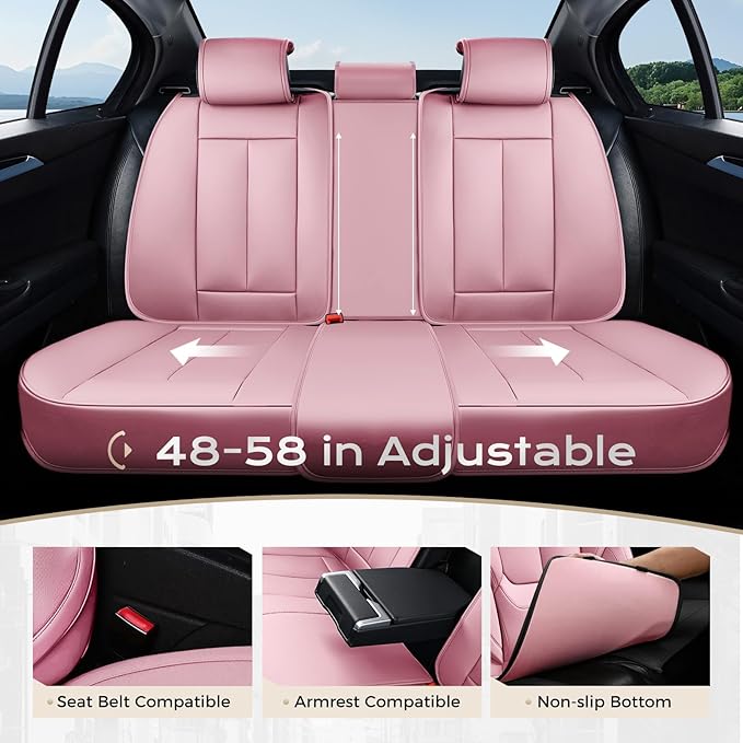 Coverado Seat Covers Full Set, 5 Seats Seat Covers for Cars, Waterproof Nappa Leather Car Seat Covers with Head Pillow, Seat 