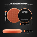 T40 Orange Medium-Cut Foam Polishing Pad, SPTA 1Pc 6.5 Inch Face for 6 Inch 150mm Backing Plate Compound Buffing Sponge Pads for Car Buffer Polisher Compounding, Polishing and Waxing -FPTSS6O