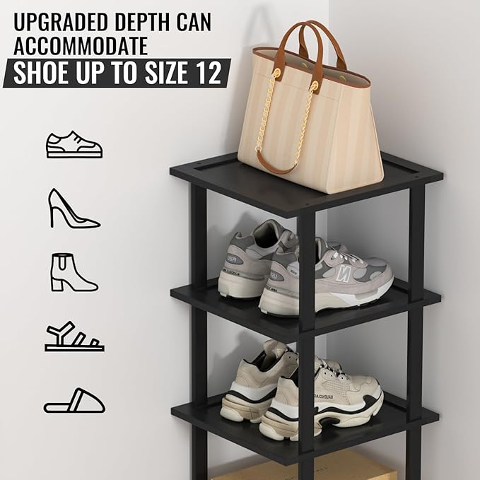 MHXW SXPN Bamboo Free Standing Shoe Rack Shelf Multi Tier Tall Wooden Stackable Shoes Rack Organizer for Closet Front Door En