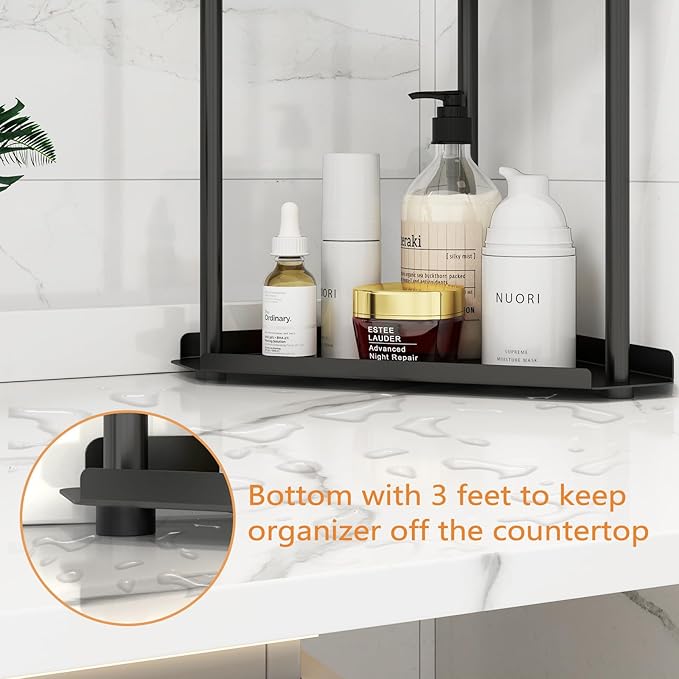 Jesginboo 3 Tier Bathroom Counter Organizer, Vanity Organizer Corner Shelf, Skincare, Makeup Countertop Organizers, Kitchen, 