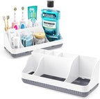 Bathroom Counter Organizer and Storage, 7 Slots Detachable Toothbrush Holders for Bathrooms, Anti-Slip Electric Toothbrush an