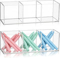 Epakh 2 Pieces Acrylic Cube Organizer 3 Compartments Clear Acrylic Pencil Holder Makeup Brush Drawer Organizer for Desk, Offi