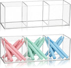 Epakh 2 Pieces Acrylic Cube Organizer 3 Compartments Clear Acrylic Pencil Holder Makeup Brush Drawer Organizer for Desk, Offi
