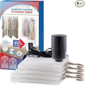Hanging Vacuum Storage Bags, 4 Pack Hanging Storage Bags for Clothes With Electric Pump, Vacuum Sealed for Suits, Dress, Jack