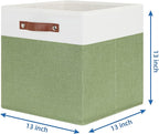 Temary 13 Inch Cube Storage Bin 4 Pack Fabric Storage Cubes Fabric Storage Bin for Shelf, Cube Storage Basket with Leather Ha