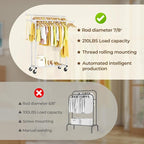 HYSEYY Double Rods Clothes Rack, Rolling Clothing Rack for Hanging Clothes Portable Wardrobe Rack, Metal Garment Rack Sturdy 