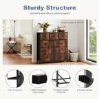 DUMOS Dresser for Bedroom, Storage Organizer with 9 Drawers, Chest of Drawers with Fabric Bins, Sturdy Metal Frame, Wood Tabl