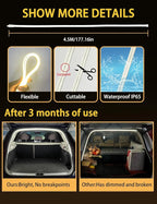 Trunk Dynamic Flowing LED Light Strip for CAR or SUV (Universal Fit), 177Inch Silicone Waterproof Neon Light Strip Embedded, Flexible Cutting 12V Auto Interior Lights Strip (Waem Light 177inch)
