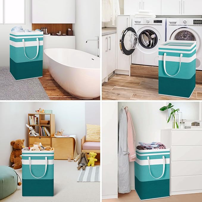 HomeHacks 2-Pack Large Laundry Basket, Waterproof, Freestanding Laundry Hamper, Collapsible Tall Clothes Hamper with Extended