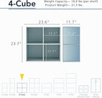 Homes: Inside + Out Apexa 4-Cube Storage Organizer Shelves, Stackable Wood Bookcase Fits Cubby Bins for Organization, Dorm Te
