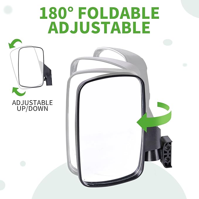 10L0L Golf Cart Mirror, Extra Large Side Rear View Universal for Yamaha, Club Car, EZGO, Folding Adjustable 180 Degree