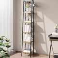 Hzuaneri Ladder Shelf, Bookshelf Bookcase, Freestanding Corner Storage Shelve with 2 Hooks for Home Office, Living Room, Kitc