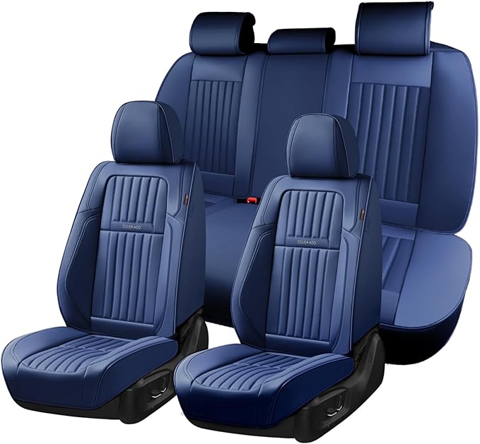 Coverado Car Seat Covers Full Set, Seat Covers for Cars, Car Seat Cover, Car Seat Protector, Leather Car Seat Cushion, Waterp