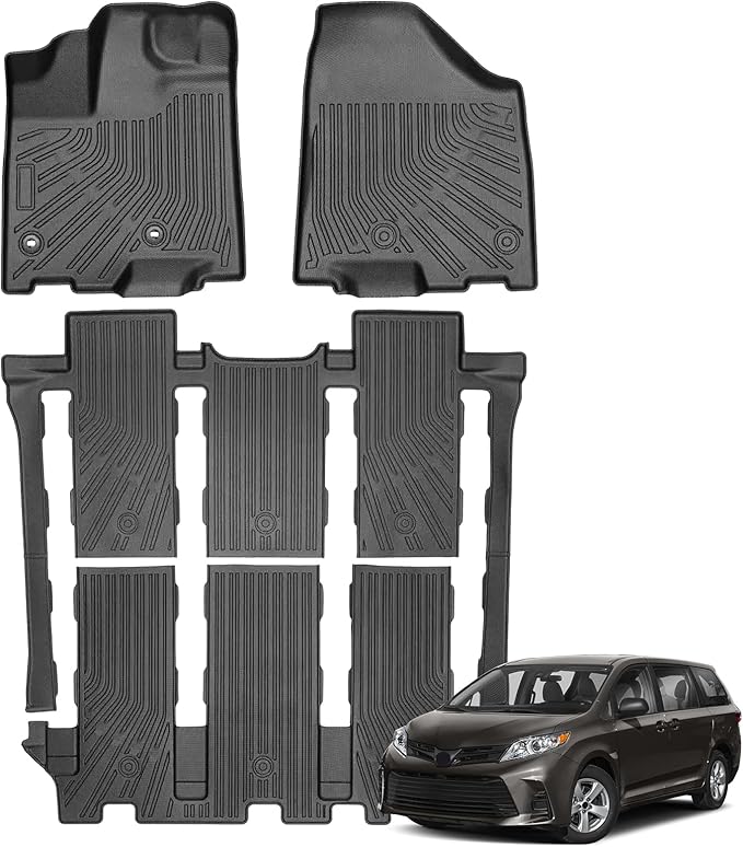 Floor Mats for 2013-2020 Toyota Sienna(NOT Limited & Premium), 3 Row Liner Set Custom Fit All Weather Mats for Sienna, Waterproof Anti-Slip Floor Mats for Toyota 7 Passenger Front & 2nd 3rd Row Mat