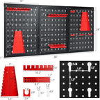 Goplus Garage Pegboard Tool Organizer, 4ft Metal Pegboard Wall Organizer w/3 Pegboards, Drill Bit Rack, Wrench Rack, Hooks Ac